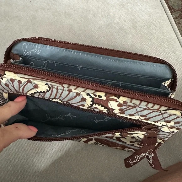 Vera Bradley Brown and Cream Paisley Wallet - Picture 7 of 10